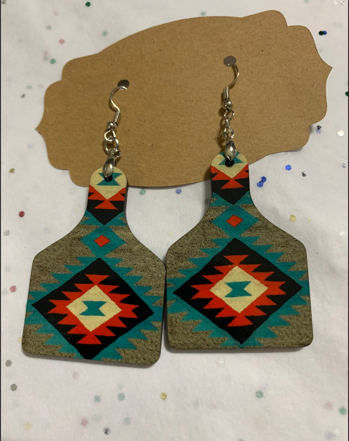 Grey Aztec Earrings