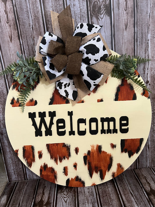 Cow print doorhanger