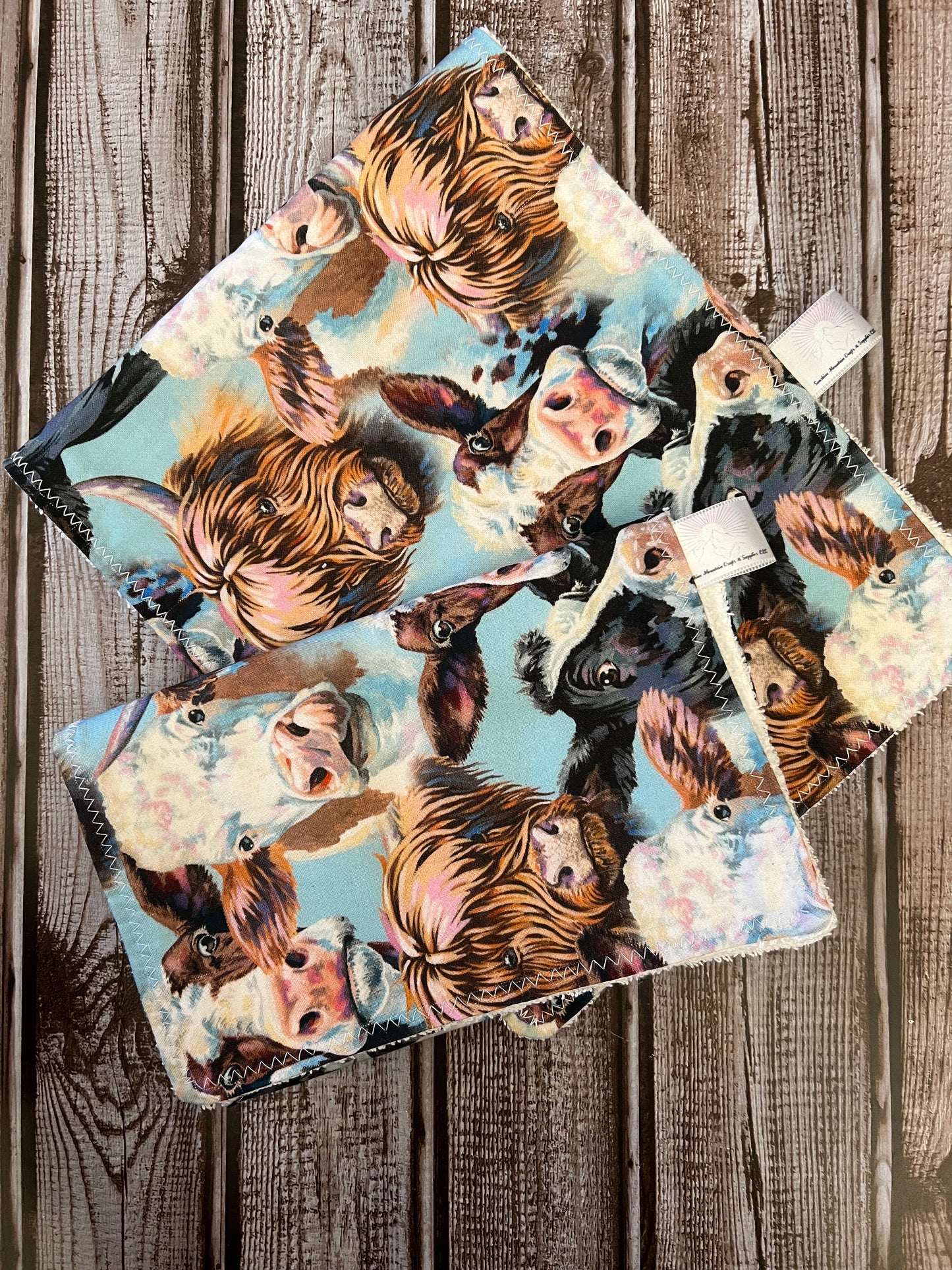 For the Love of Cows Burp Cloths