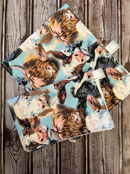 For the Love of Cows Burp Cloths