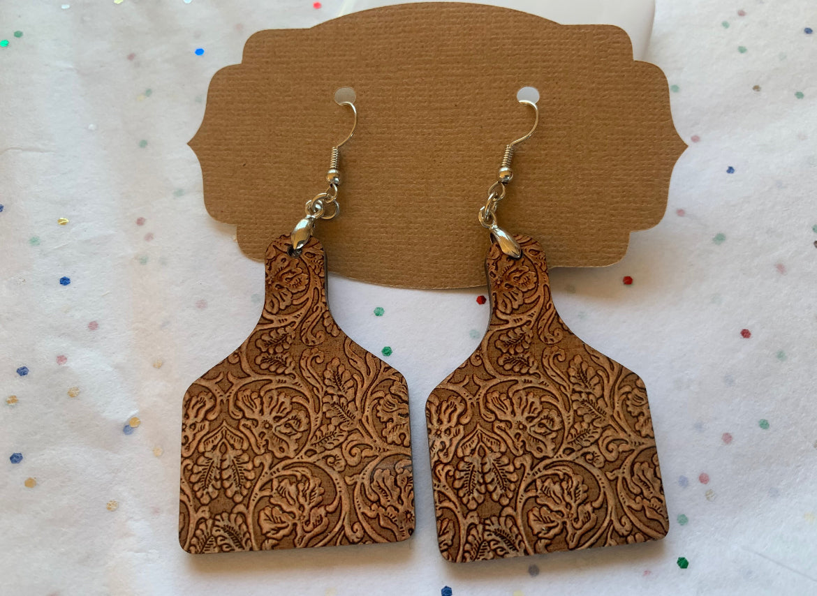 Faux Tooled Leather Earrings