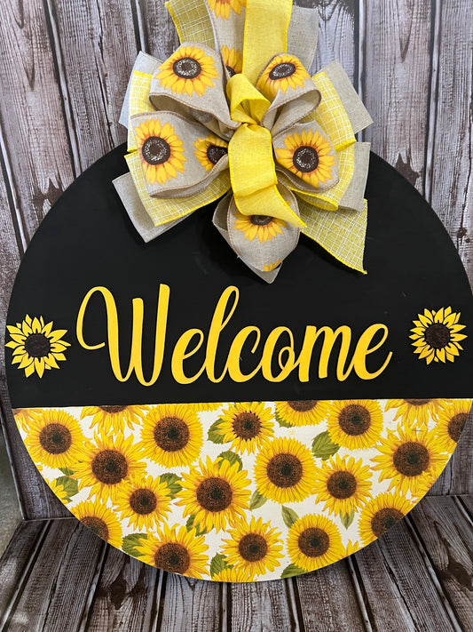 Sunflower wooden door hanger