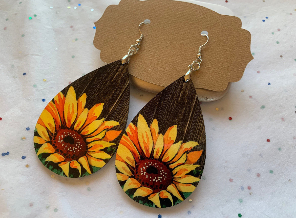 Sunflower Teardrop Earrings
