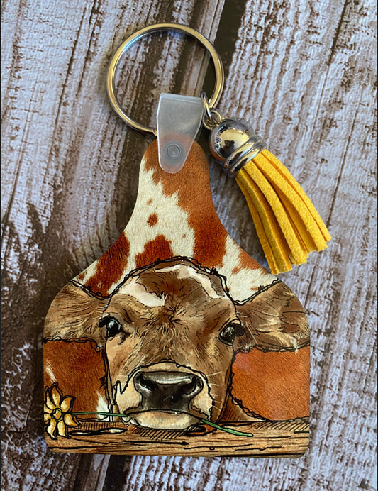 Calf and Flower Keychain
