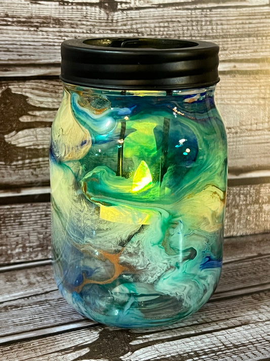 Teal Blue and Copper Candleholder