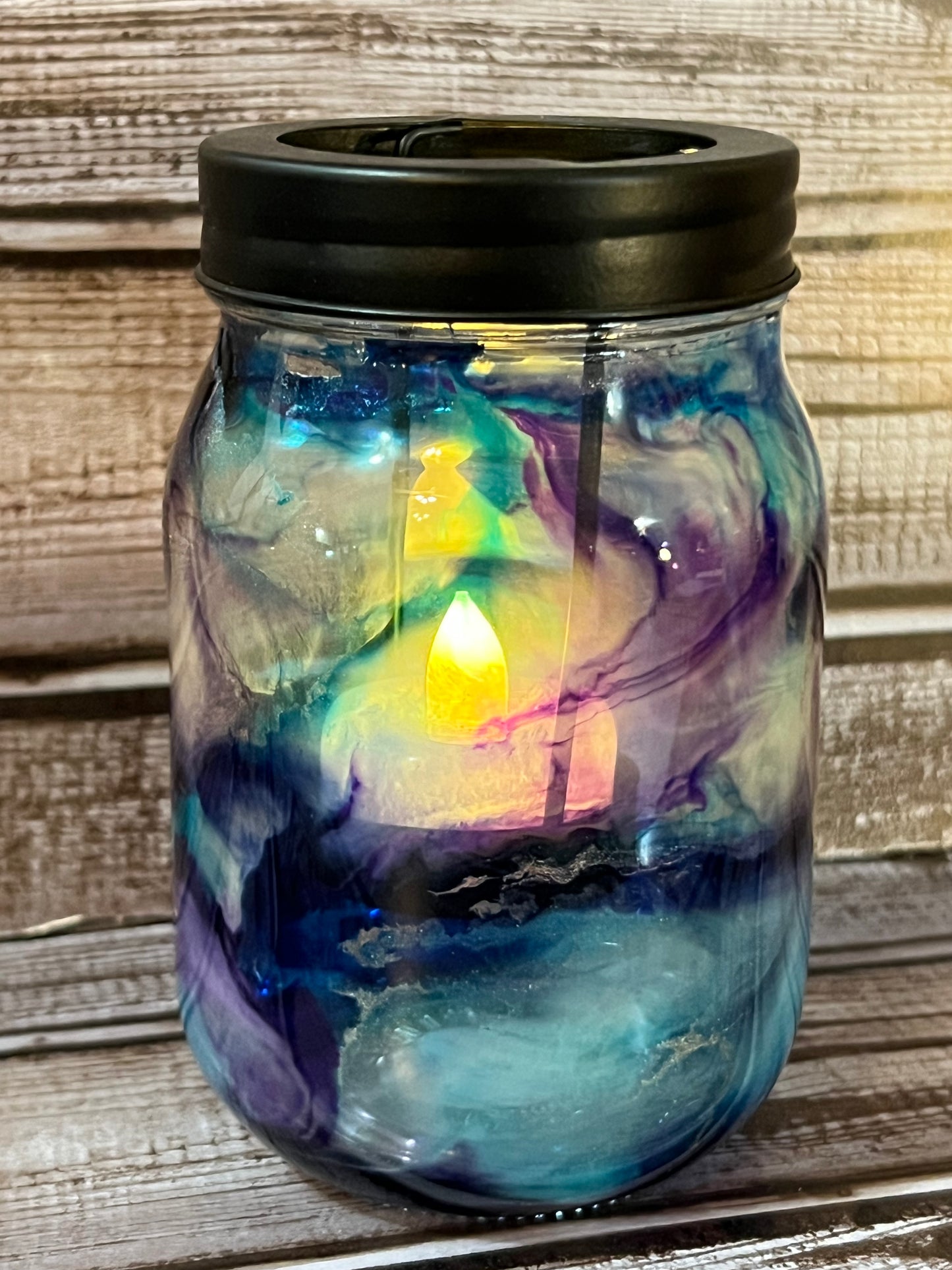 Teal and purple Candleholder