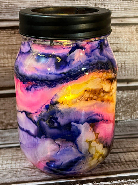 Purple Yellow and Pink candleholder