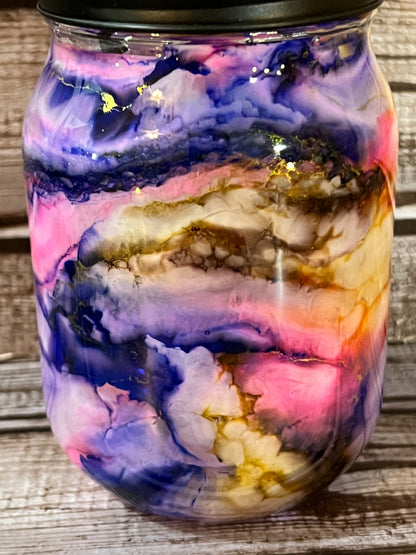 Purple Yellow and Pink candleholder