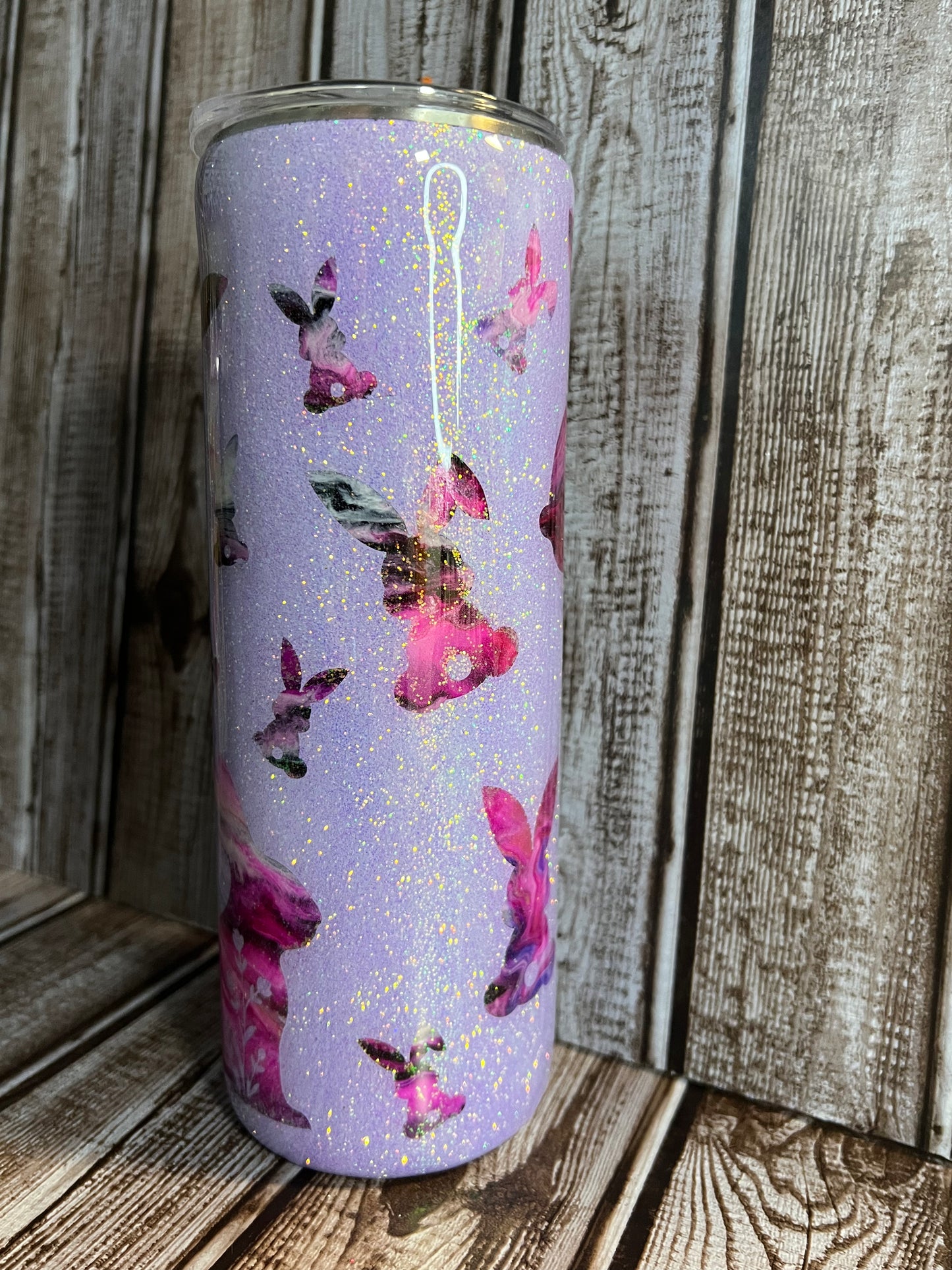 Purple and pink Bunny tumbler